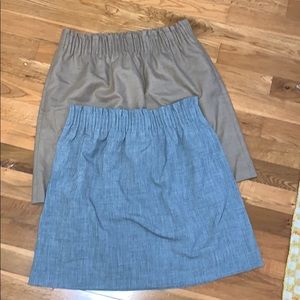 J Crew skirts tan & grey with ruffle elastic waist